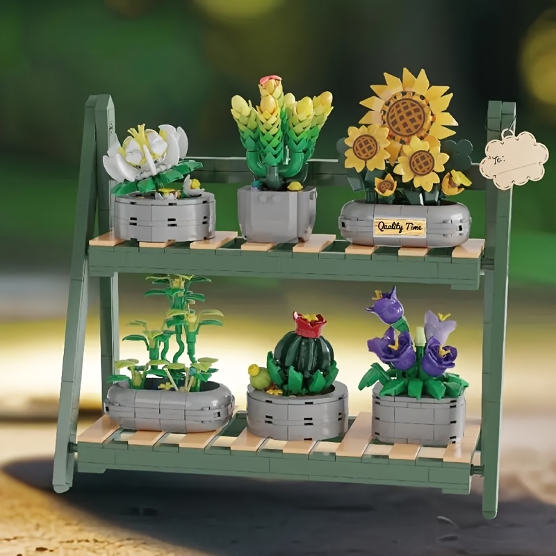 Flower and Succulent Plant Series Building Set, Creative Decor