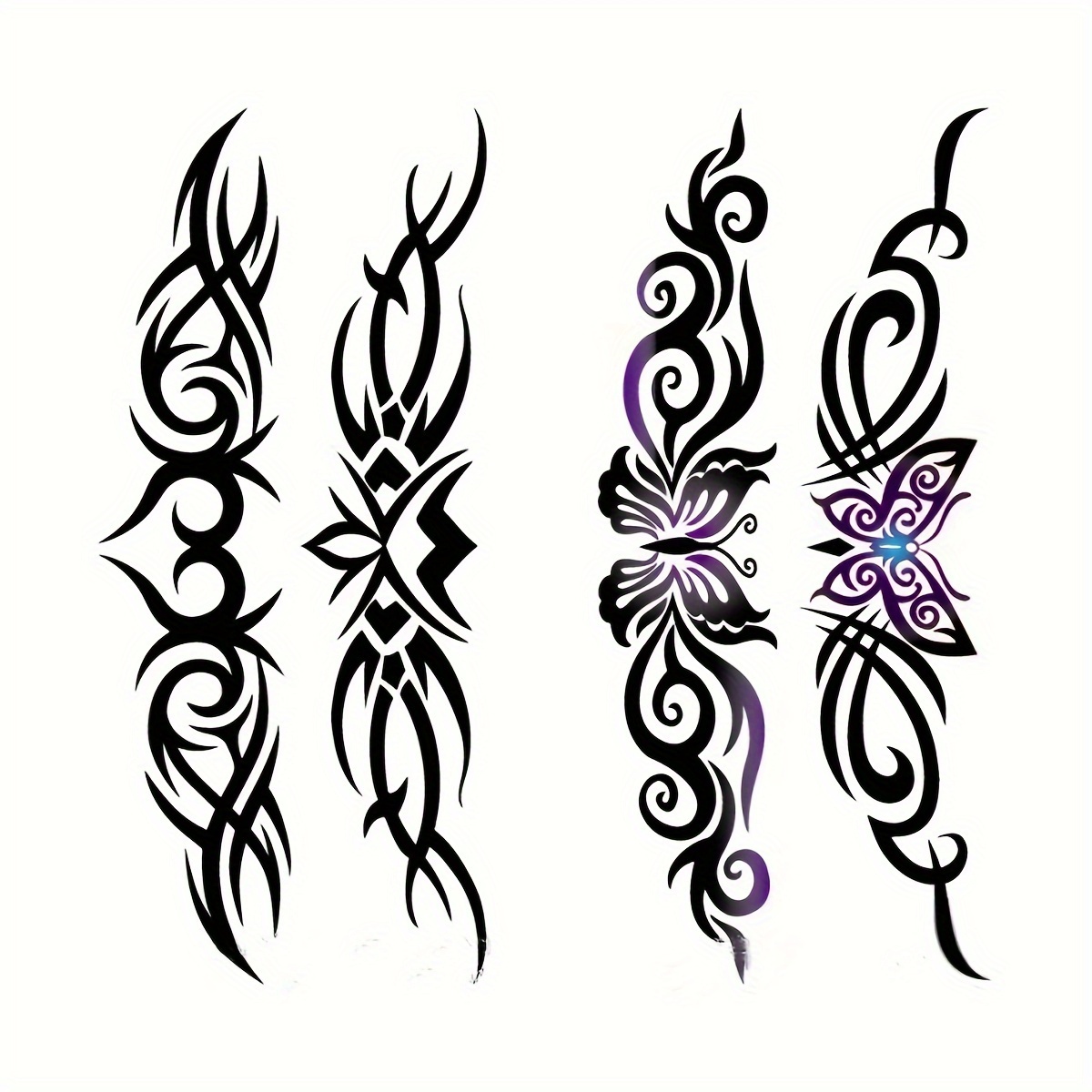 Image of 2pcs Sexy Abdomen And Waist Tattoo Stickers For Women, Temporary Tattoos For Belly Button, Waist,, And, Tribal Flower And Design, Waterproof And Disposable
