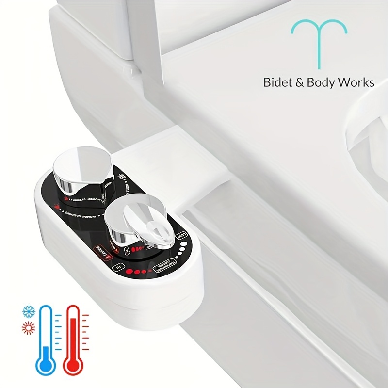 TEMU Bidet Non Électrique pour Toilette avec Pulvérisation d'Eau Chaude et Froide, Double Buse (Lavage /Arrière) et Pulvérisateur Auto-Nettoyant -