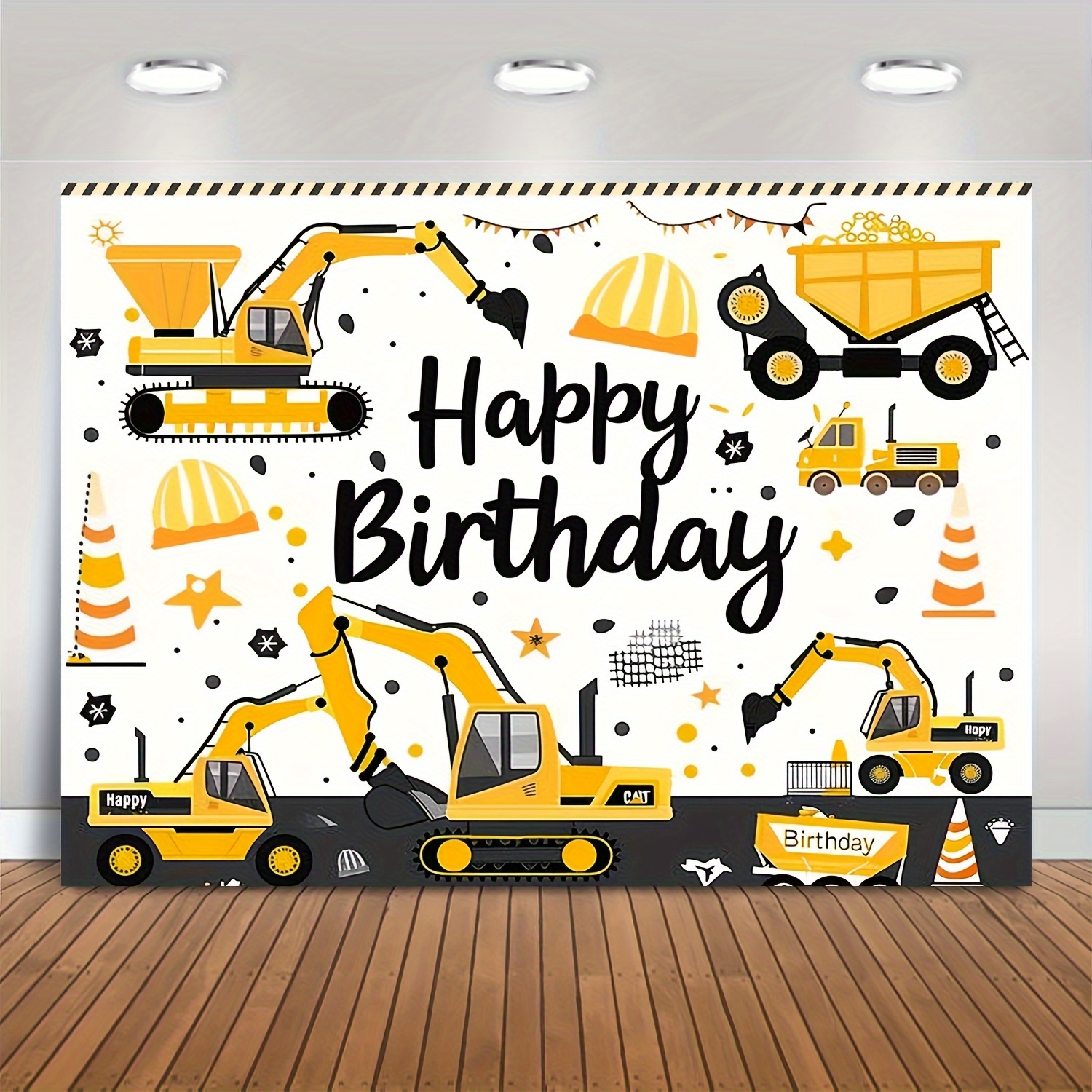 

1pc Construction Birthday Backdrop Happy Birthday Party Decorations Engineering Vehicle Background Construction Theme Party Decor Supplies, Home Decor Supplies, Birthday Decor Supplies