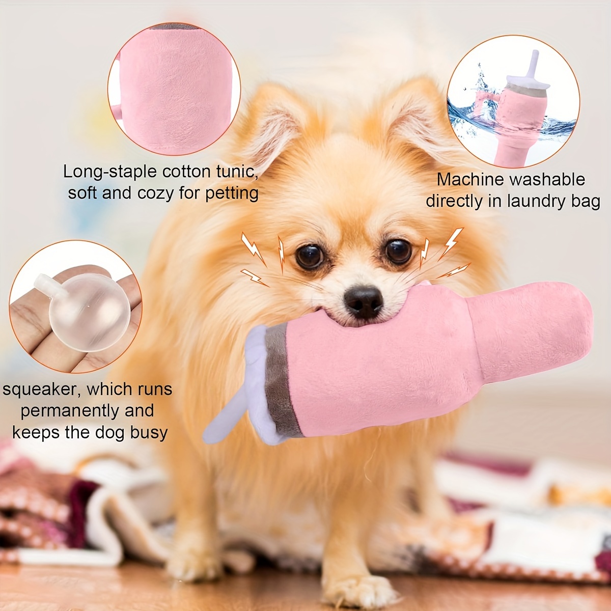 

1pc Dog Chew Toys, , Interactive, Squeaky Dog Toys, Funny With Handle Dog Toys, Gift For Dogs, Fluffy Toys For Small Dogs/large Dogs/medium Size Dog, Teeth Grinding, Teeth Cleaning Supply