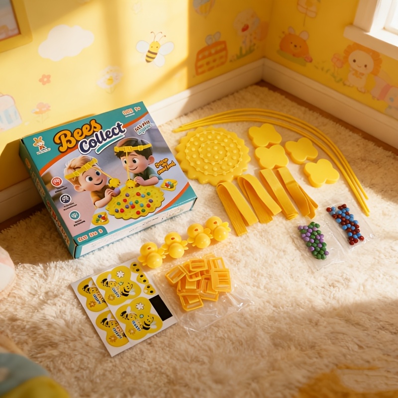 TEMU Fun Game, Magnetic Toys, Stem Educational Toys, Family Games, Magnetic Bee Bead Match-3 Toys, Suitable For Gardens, Picnics, Camping, Boys And