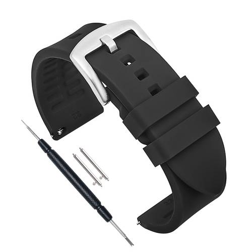 high tensile silicone watch band quick release tang clasp compatible with roc multiple sizes 18mm 22mm durable replacement strap
