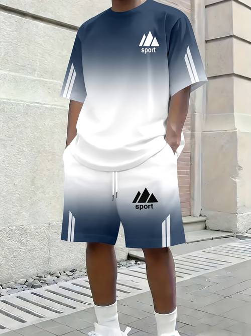 mens casual sportswear set summer casual short sleeve and shorts 2pcs set