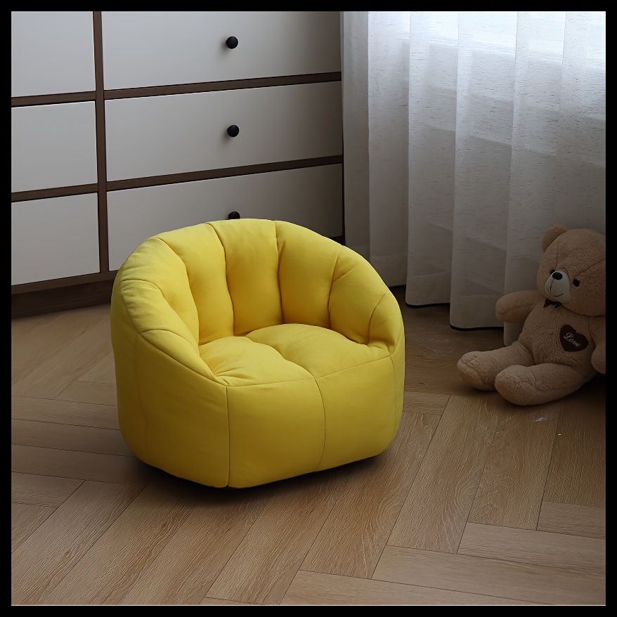 contemporary fabric kids sofa yellow outdoor indoor lounge chair with plush cushion no   durable easy   for girls rooms living rooms patio playroom sofa chair playroom furniture   furniture   material 0