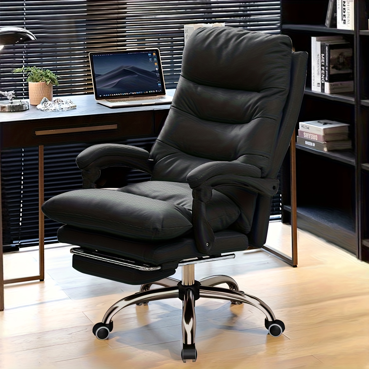Image of Office Chair, Ergonomic Computer Chair - Adjustable Lumbar Support And Footrest, Suitable For Home And Office Use, Swivel And Recline Functions, Comfortable For Long Sitting, Office Supplies