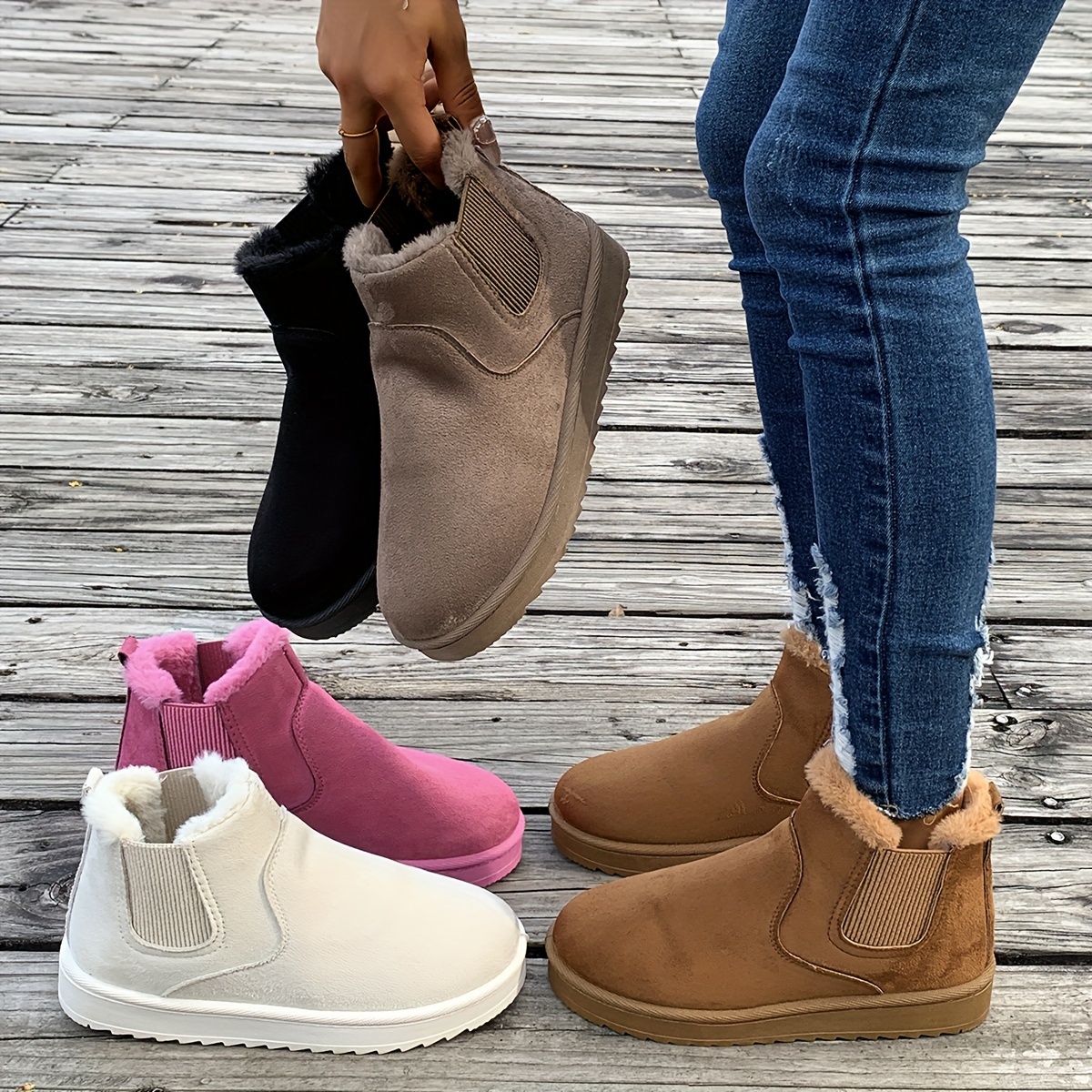 

Women's Ankle Booties And Short Boots V, Slip-on Mid Heel Platform, Solid Color, Plain Toe, Fabric Upper/inner, , Comfortable Insole