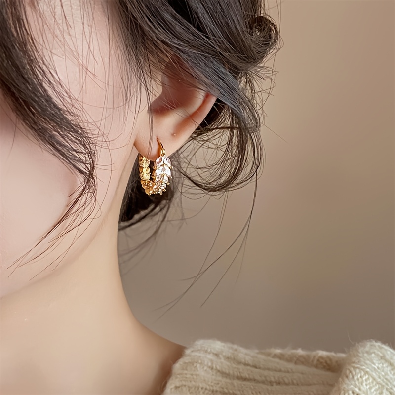 Women's Retro Elegant Wheat Ear Leaf Earrings, Light Luxury Gift