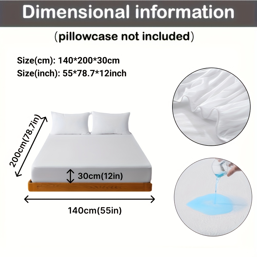 Image of 1pc Soft Terry Cloth Mattress Protector, Breathable Microfiber Terry With Noiseless Fitted Sheet With Deep Pocket For Bed Hotel Bedroom (without Pillowcase)
