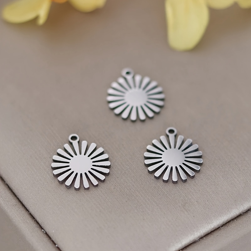 TEMU Lot de 3 pendentifs de fleur de pour et bracelets, breloques en acier inoxydable pour la fabrication de bijoux, accessoires de bricolage