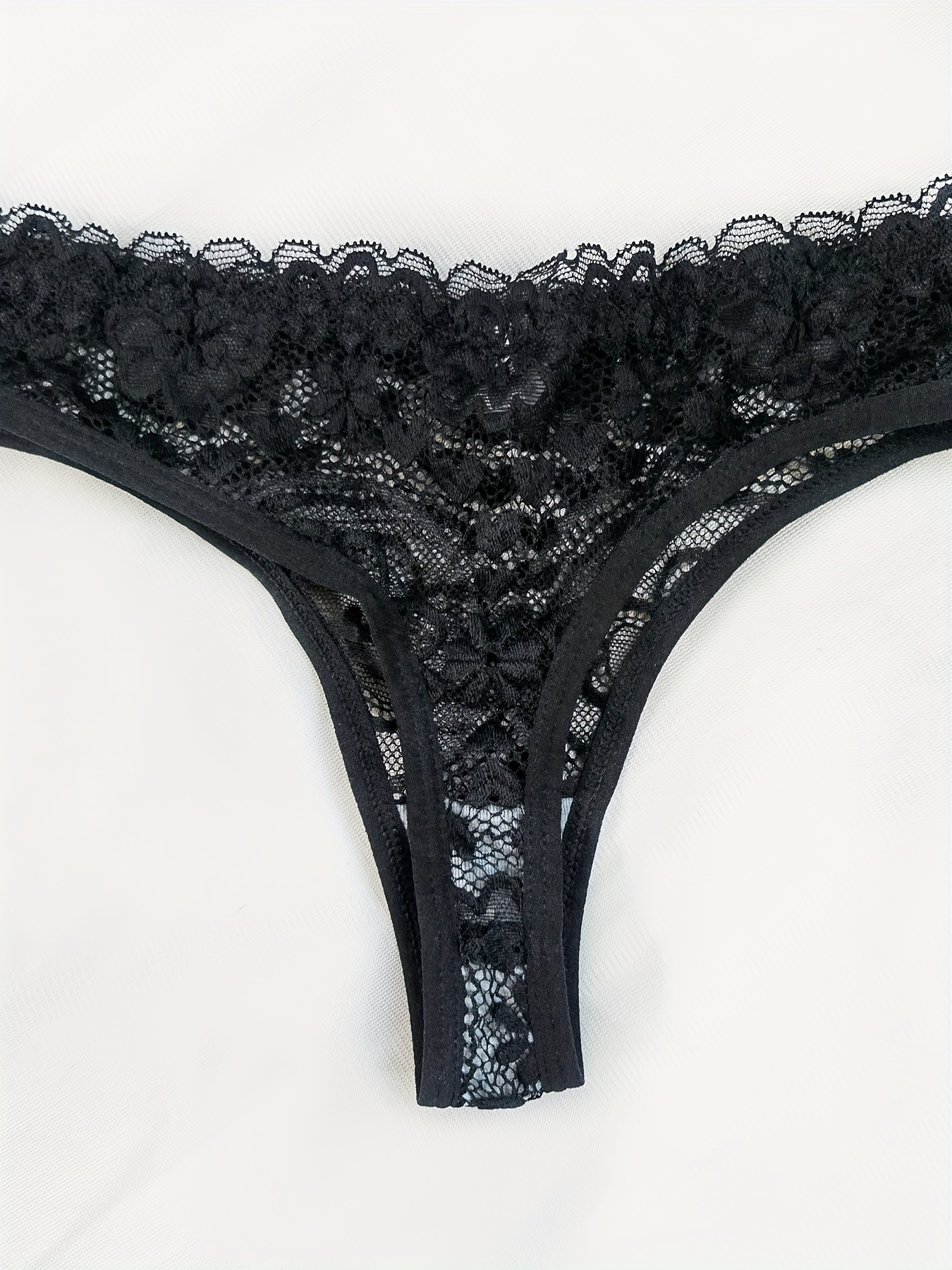 Contrast Lace Bra Panties Semi sheer Push Bra Mesh Thong - Temu