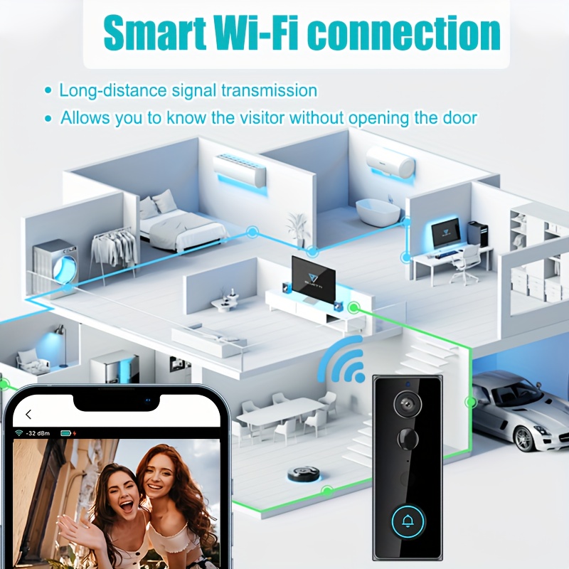 compact size 2 way talk hd night   pir motion sensor instant mobile alerts long   wireless video doorbell battery powered security camera remote control smart   wireless doorbell modern smartphone usb rechargeable details 2