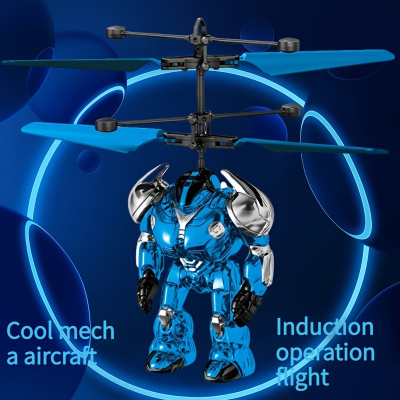 

Induction Flying Mech Warrior Toy With Led Lights, Hand-controlled Usb Rechargeable Suspension Drone, Plastic Aerial Robot For Kids Aged 6-8