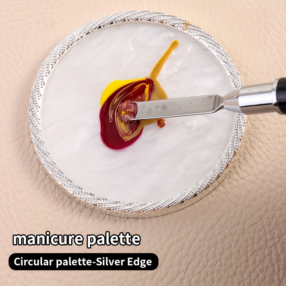 TEMU 1pc For Nail Color Palette, Round Oval Resin Agate Tablets, For Nail Painting Color Palette, Mixed Plate For Nail And Makeup, Art Tool For For