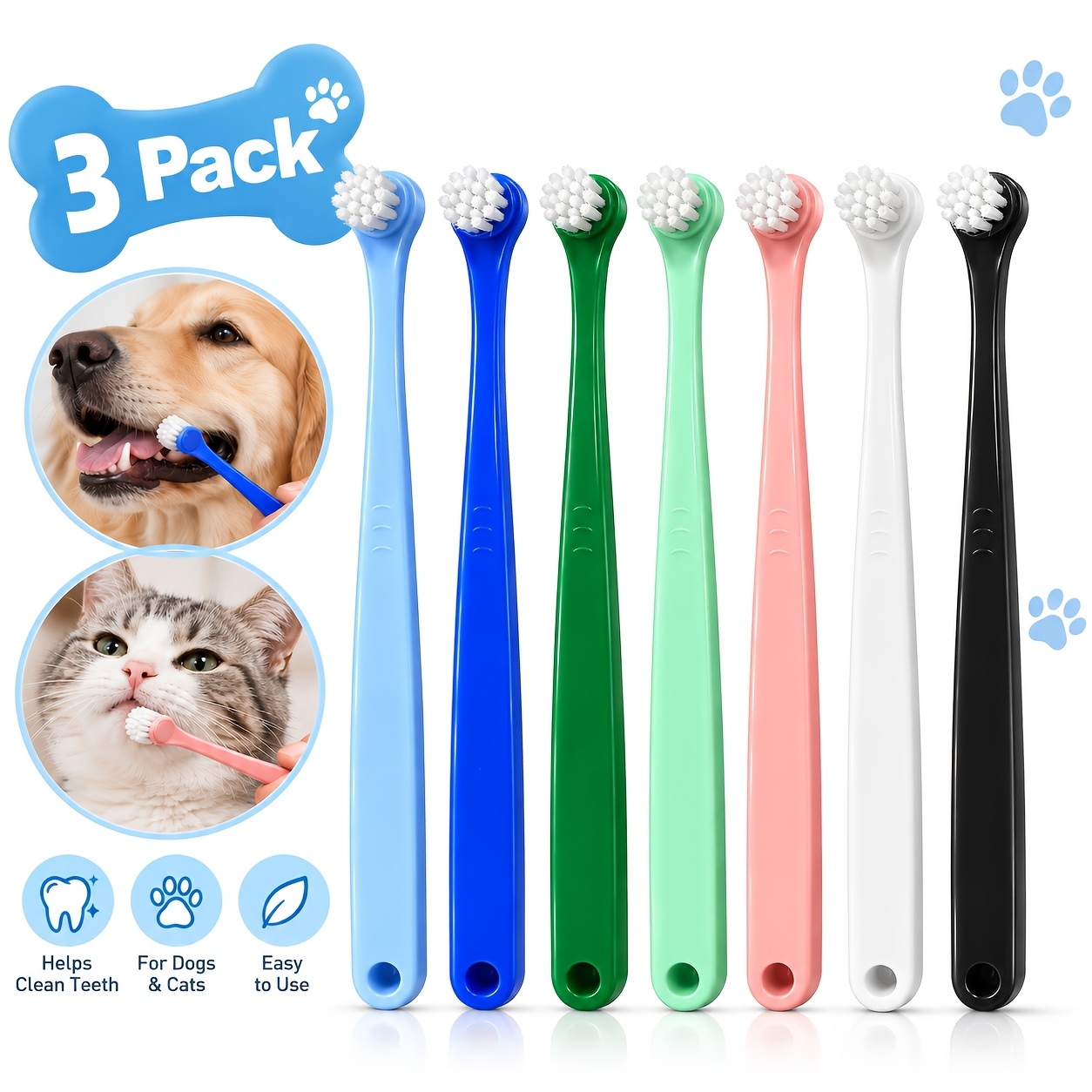 3 pack solid color round head pet soft bristle toothbrushes pet oral care supplies small toothbrushes for cats and dogs Product details 1
