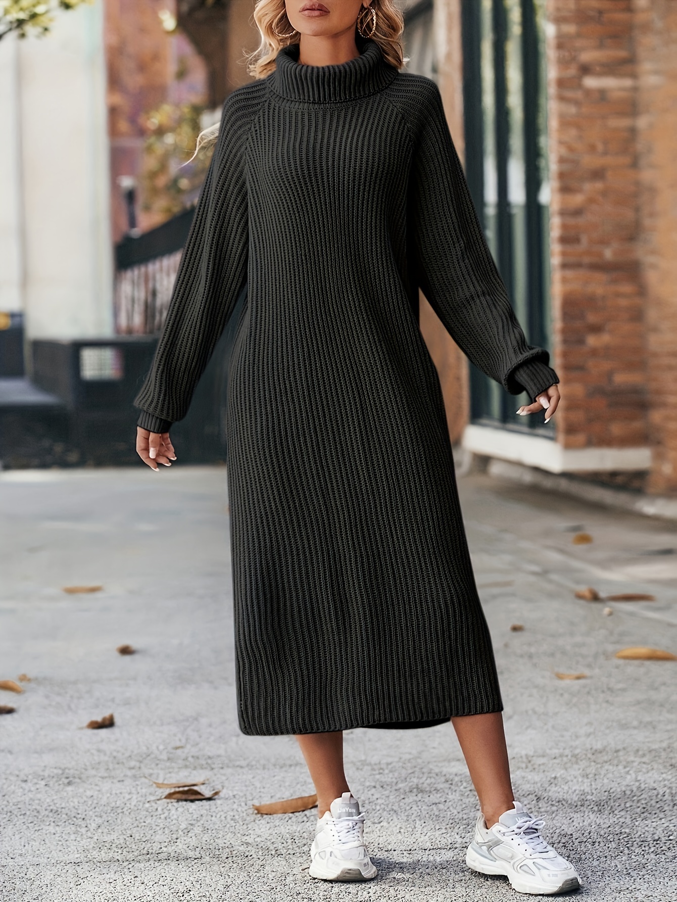 Gebreide Trui Oversized Trui Jurk Dames Oversized Trui-jurk Met