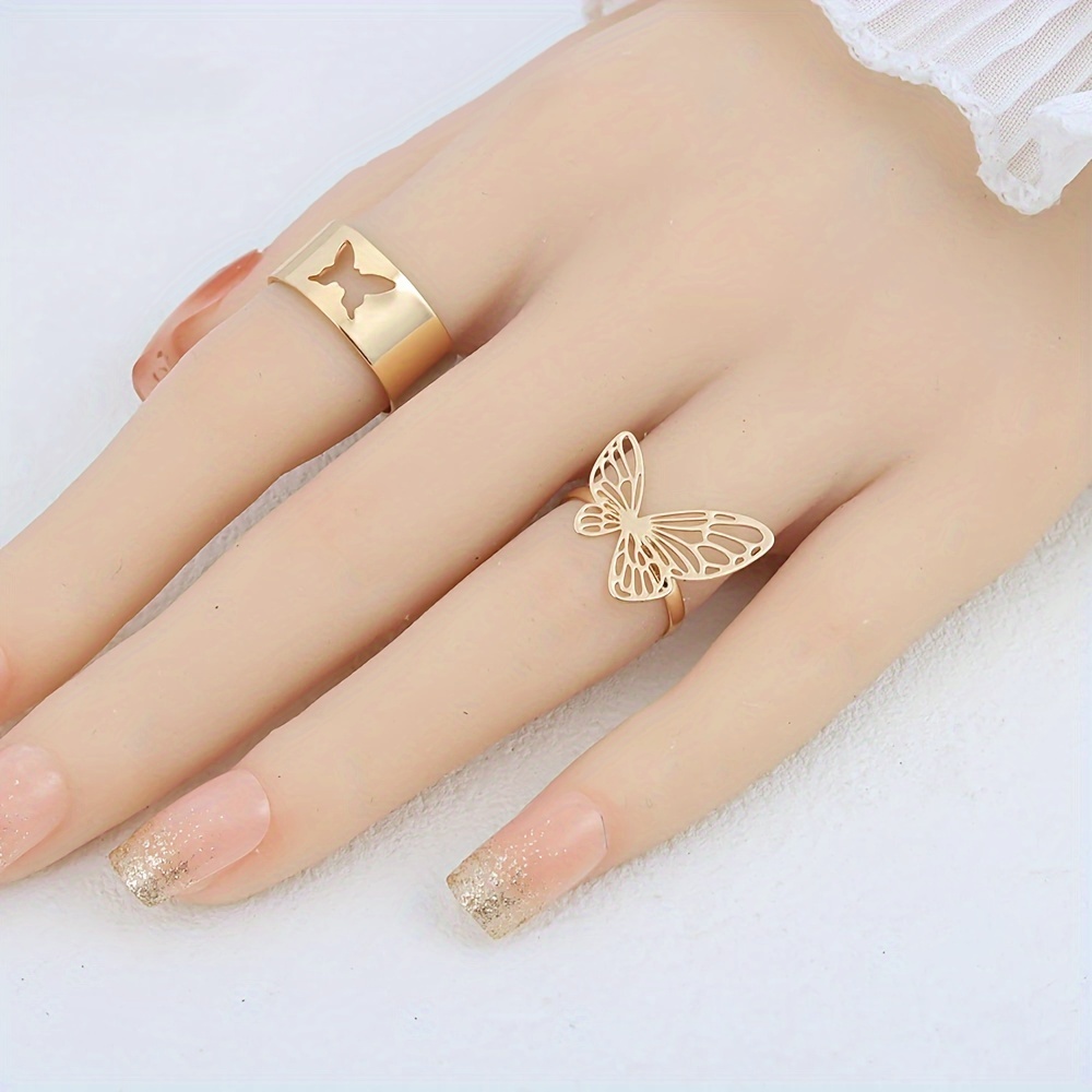 30 pieces/pack Fashion Love Butterfly Alloy Women's Ring Elegant and Versatile Mixed Style Multi piece Set Ring Party Wedding Daily Wear Finger Accessories Jewelry Random Shipping OPP Bag Packaging details 6