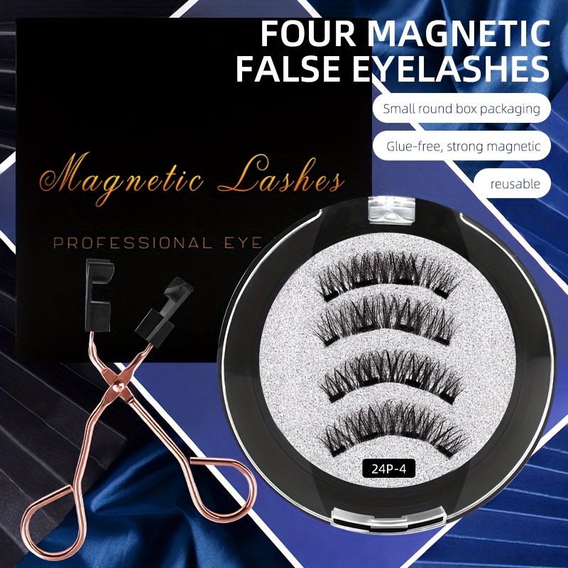 TEMU Magnet 3d Magnetic Eyelashes Magnet Magnetic Lashes Magnetic False Eyelashes Magnetic Eyelash Extension 4pcs