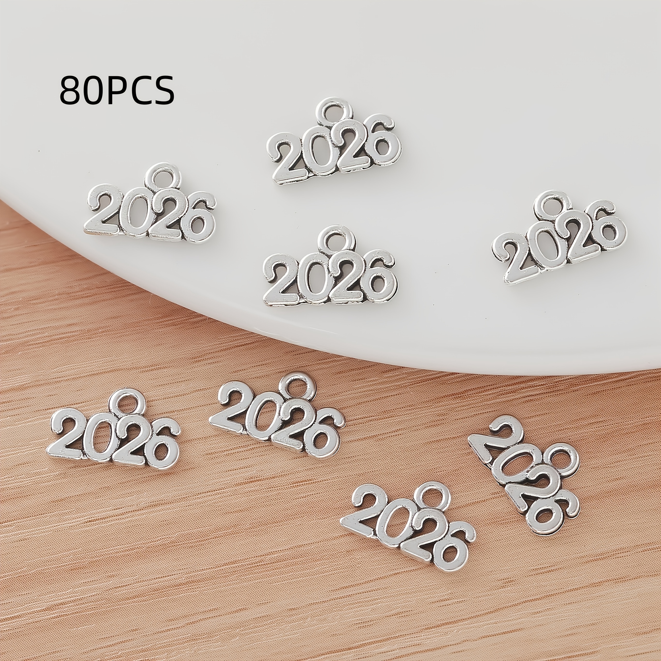 TEMU 80pcs/set Christmas New Year 2026 Character Diy Fashion Women's Pendant Creative Necklace Beaded Bracelet Earring Pendant Jewelry Making