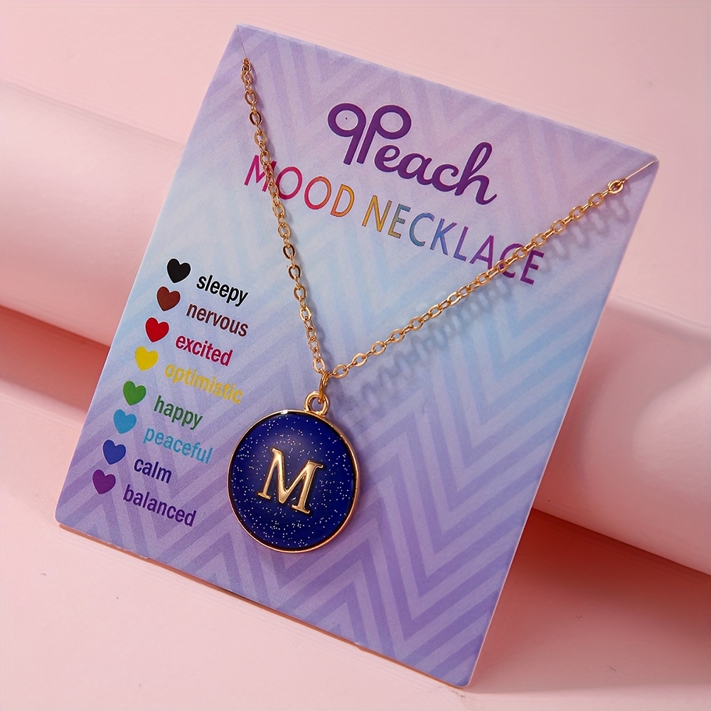 TEMU 1pc Temperature-sensitive Color-changing Letter Pendant Fashion Creative Trendy Oil- Necklace - Perfect Festival Gift For And Girlfriends (color