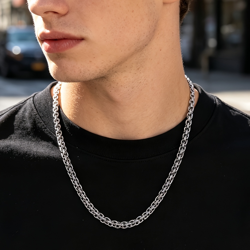 Men's 304 Stainless Steel Double Chunky Chain Necklace