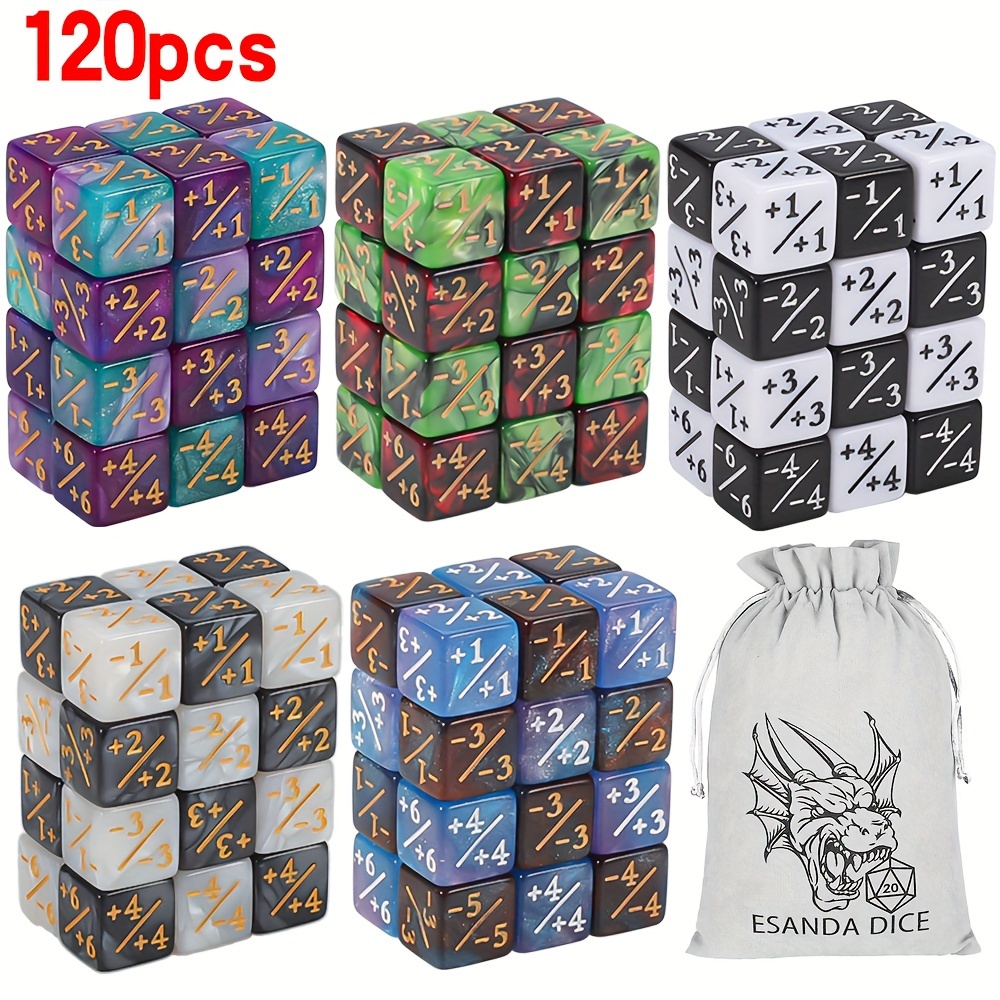 

Esanda 120pcs Polyhedral Dice Set - Acrylic Double-color Tabletop Rpg Dice For , Role Playing Games, D&d, , Math Teaching, With Drawstring Pouch - Mixed Color, Age 14+