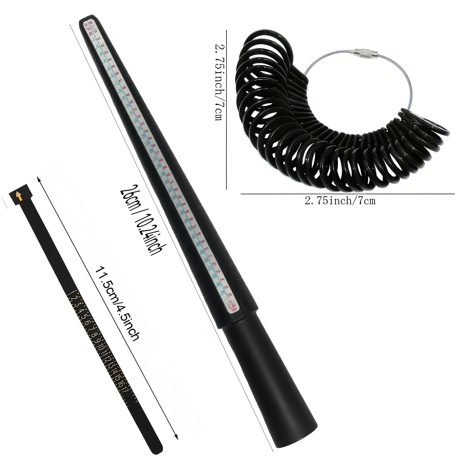 TEMU Shop 3pcs Ring Size Measuring Tool Set Professional Jewelry Making Measuring Tool Including Ring Measuring Stick Measuring Ring Standard Us Size