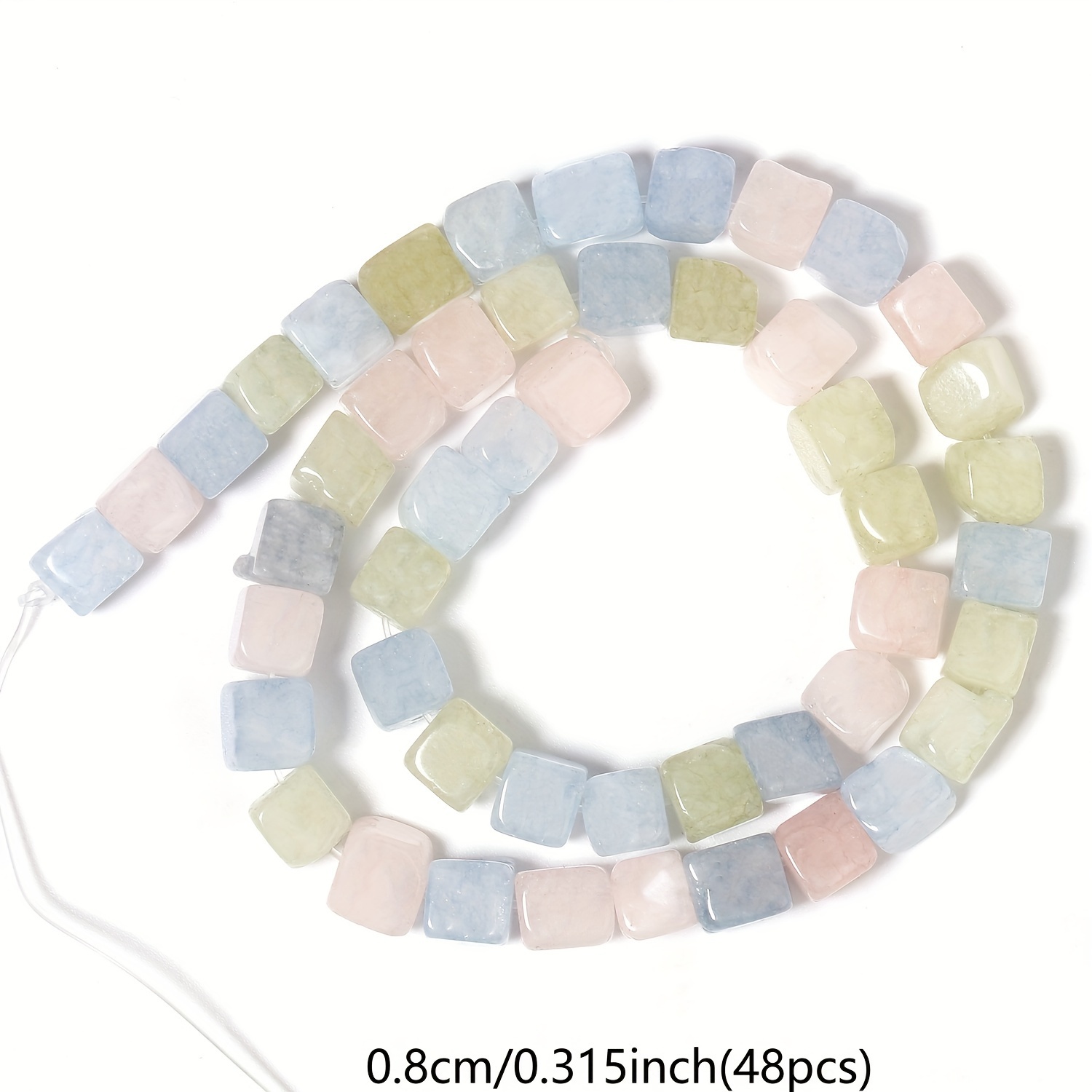 TEMU Natural Stone Square Beads Cube Loose Spacer Bead For Jewelry Making Diy Earring Bracelet Necklace Accessories 8mm