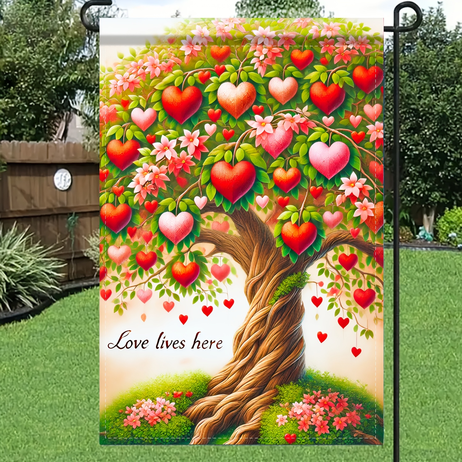 

Valentine's Day Garden Flag - Polyester, Outdoor & Yard Decor, No Pole Included, Valentine Garden Flag