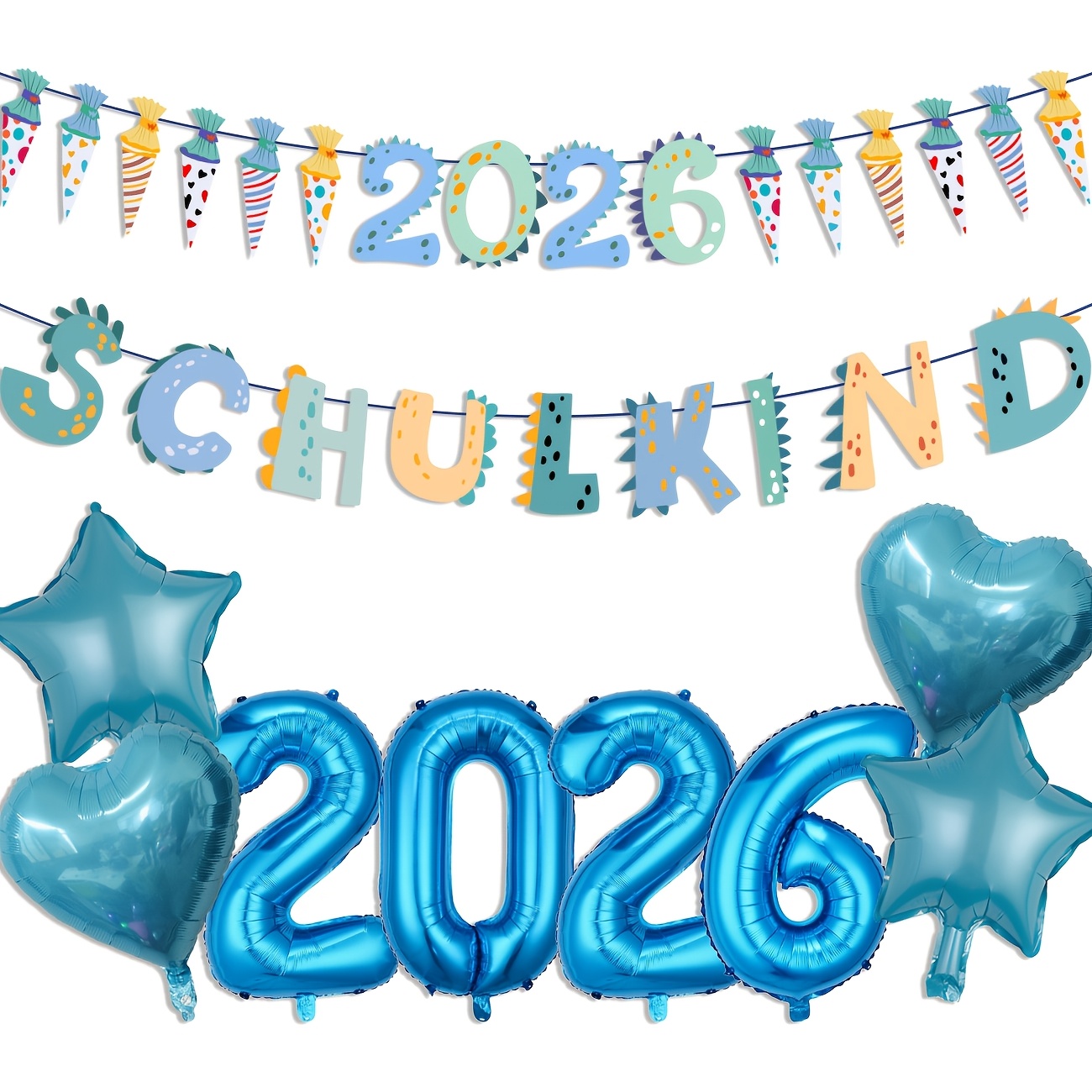 Image of Schoolchild 2026 Decorative Garland Sugar Bags Garland Banner & 2026 Foil Balloons Girl, School Decoration, Mermaid Decoration Girl Set, Schoolchild Party Banner