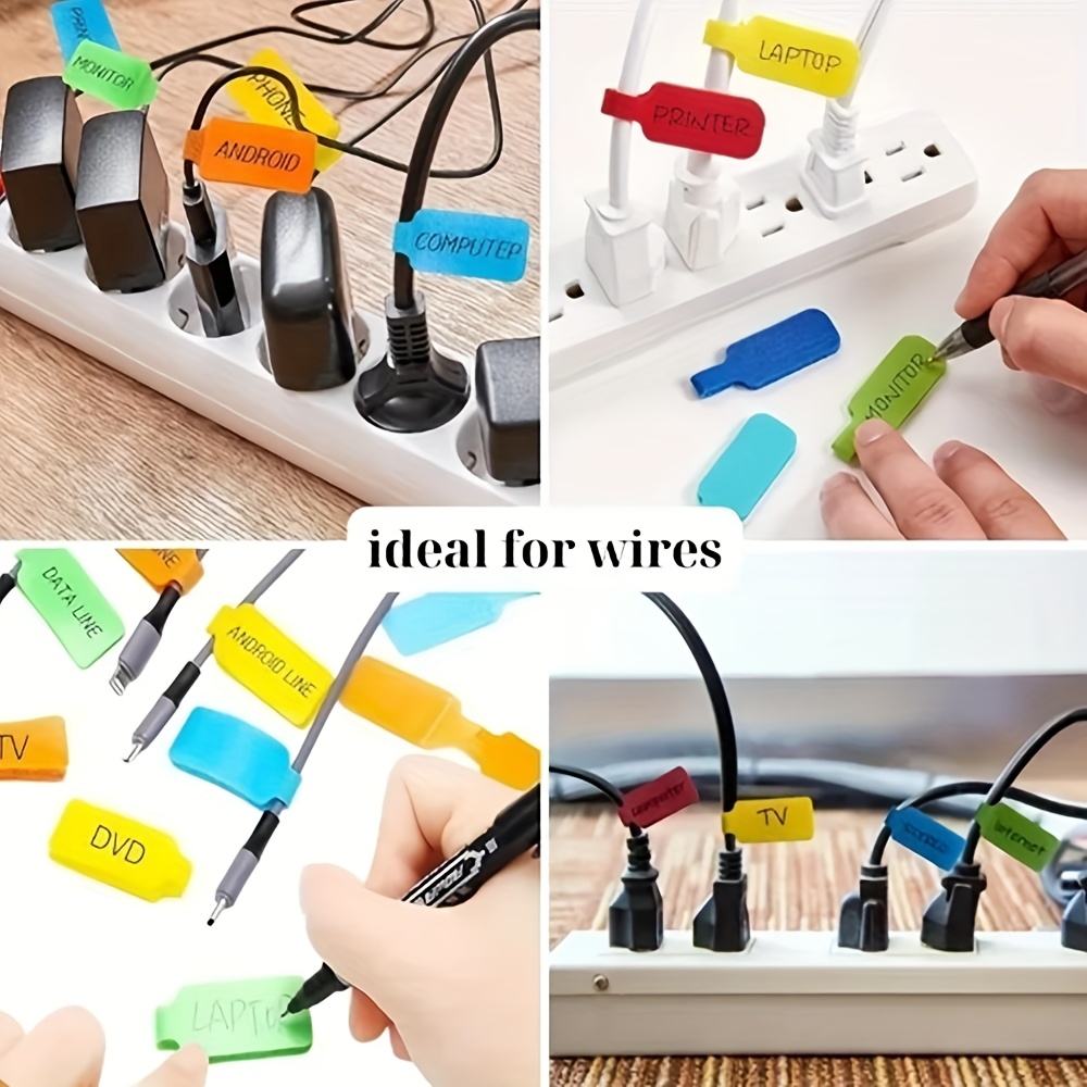 10pcs Random Color Cable Wire Labels for Cable Management