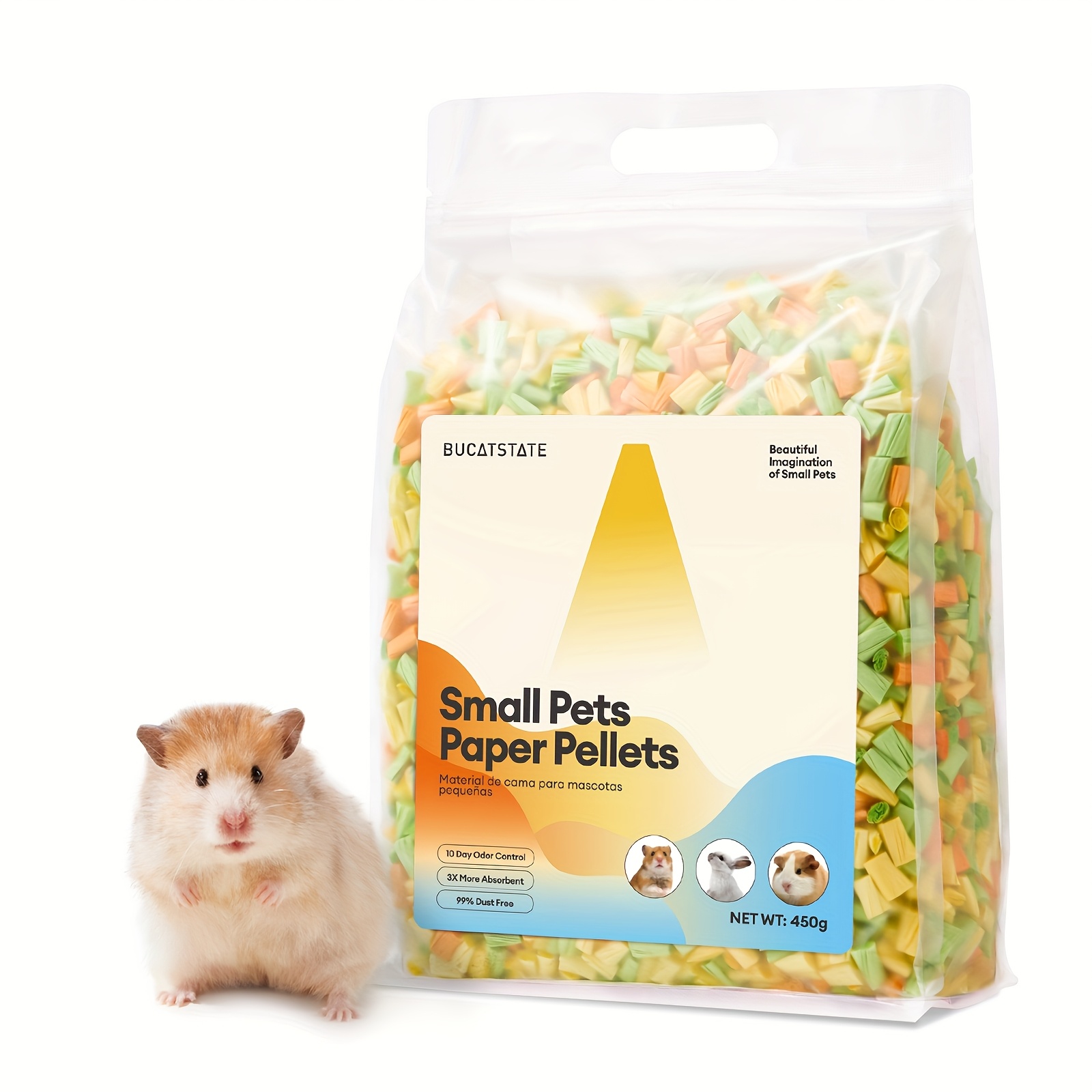 BUCATSTATE Hamster Paper Pellet Bedding, 450G - Free from Dust, Highly Absorbent, Odorless Litter for Small Pets. Ideal for Syrian Hamsters, Dwarf Hamsters, Gerbils, Mice, Lemmings, Degus, Reptiles, And Birds - Image 2
