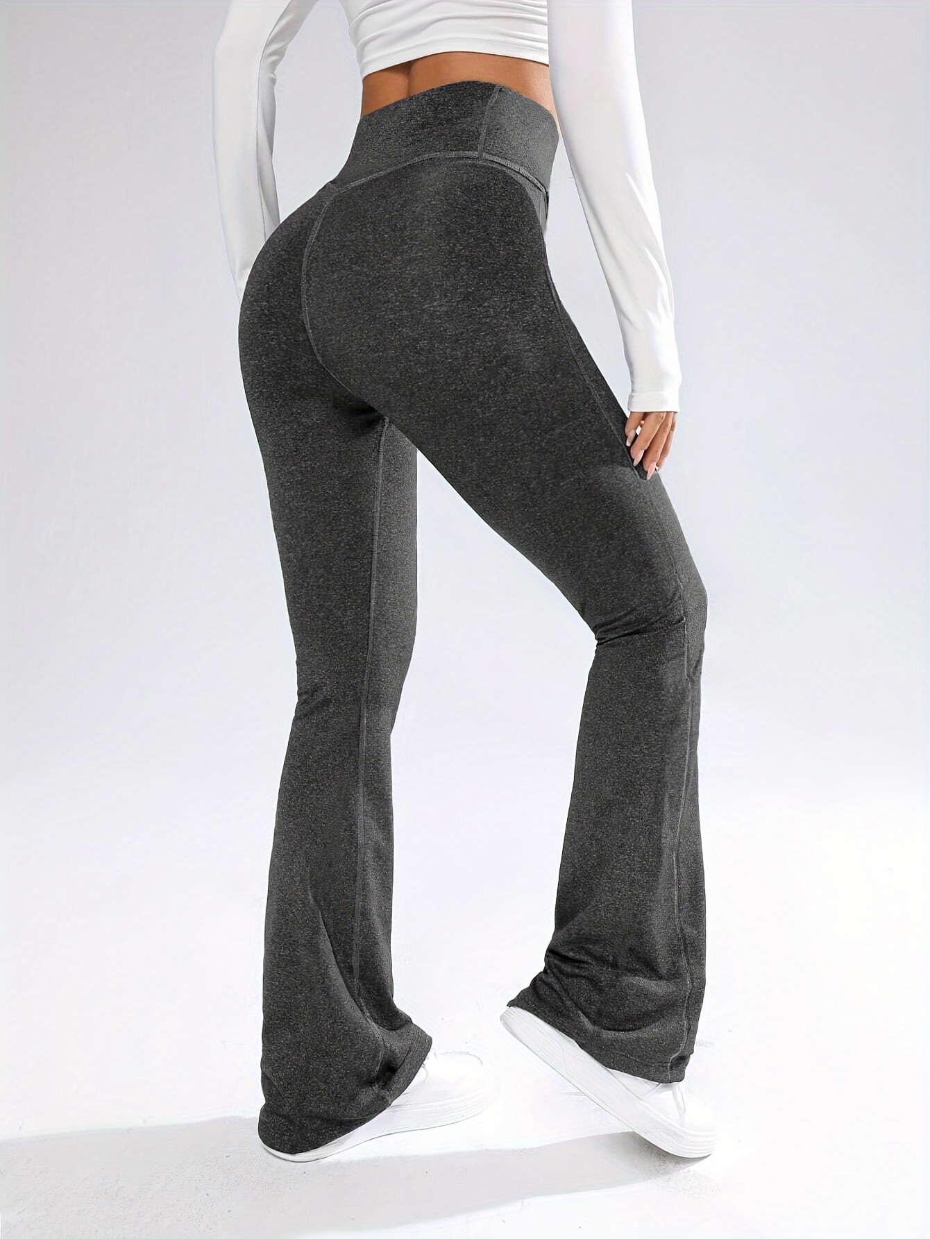 Women's Flared Leg Stretch Yoga Pants Bell Bottoms Mid Rise Lounge