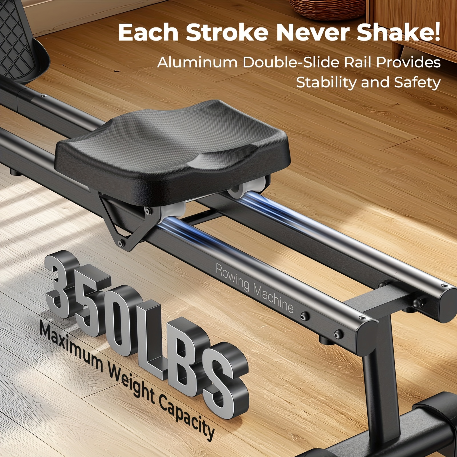 [Magnetic Rowing Machine] SRIFY Heavy-Duty Full-Body Magnetic Rowing Machine - Silent Glide Technology, Comfortable Padding, Foldable Frame - 350LBS Weight Capacity For Home Gym Workouts, Compact Design, Full-Body Training, No Battery