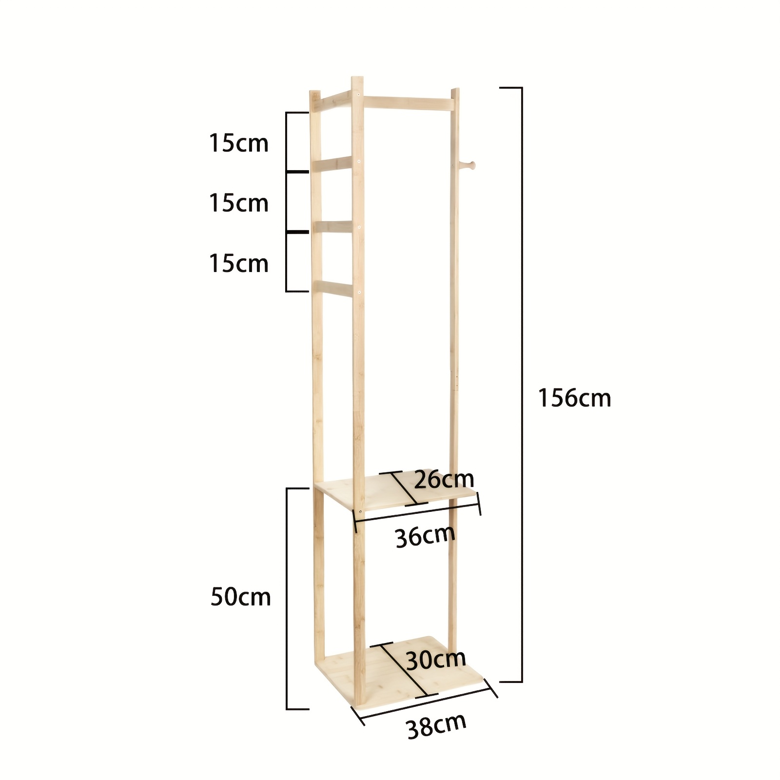 Wood Coat Rack Freestanding Clothing Rack With Hooks, Heavy Duty Clothes Rack Wood Coat Tree Stand Hat Hanger Rack For Corner Bedroom Entryway Living Room Hotel 155x38x30.5cm