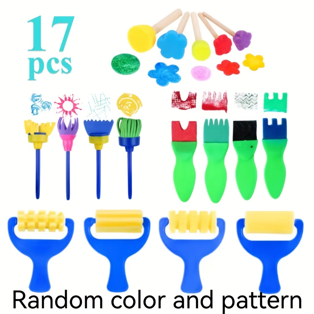 

17pcs/1set Creative Diy Painting Tools, Sponge Rubbing Seals, Eva Pattern Brushes For Paintin