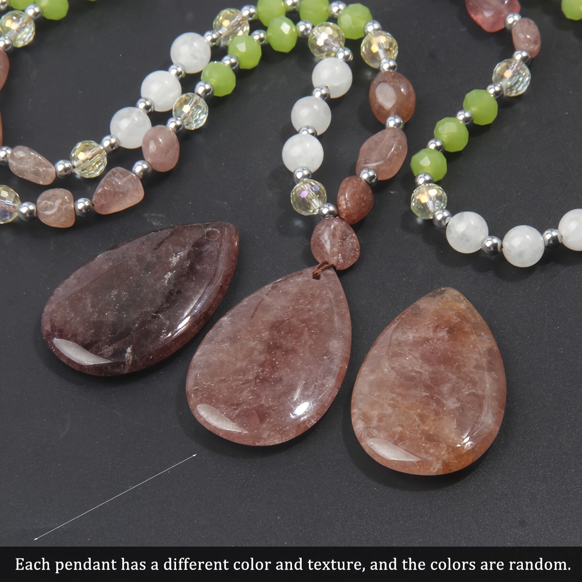 Fashionable Natural Stone Bead Necklace, Multi-Layer Stackable
