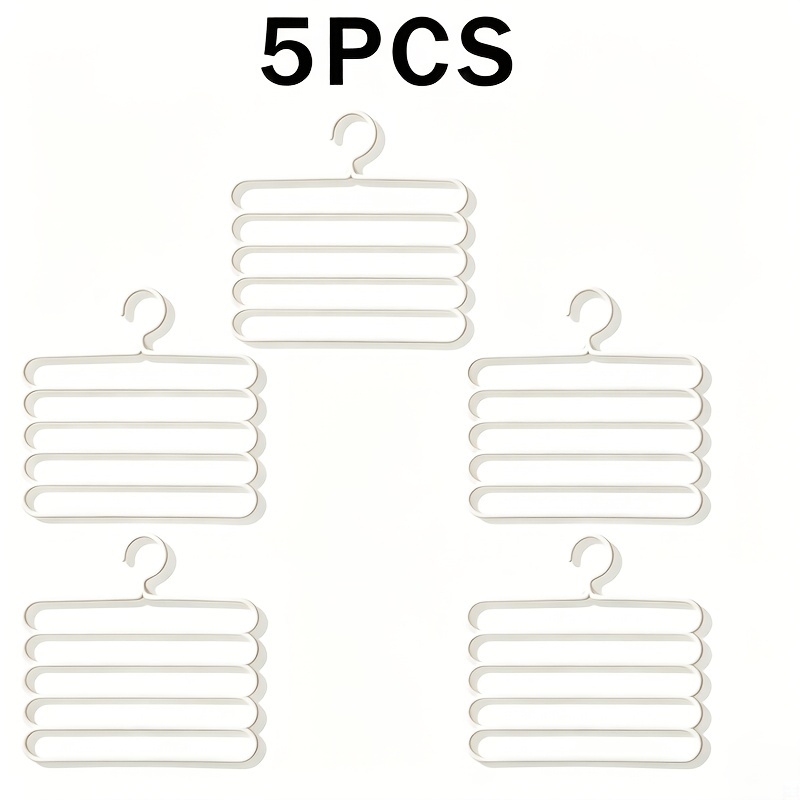 TEMU 5pcs Multi-functional 5-tier Pants Hanger, Non-slip Space-saving Wardrobe Organizer - Can Hang Pants, Jeans, Trousers, Towels, Skirts, Scarves,