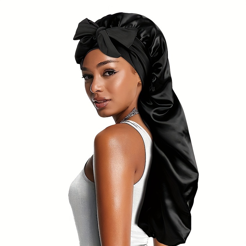 Ribbon Satin Long Bonnet Women's Headscarf Hat Perm Hair Care Hat