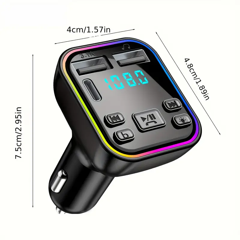car mp3 player fm transmitter type c usb c fast charging dual usb car charger hands free car kit mp3 player fm details 3