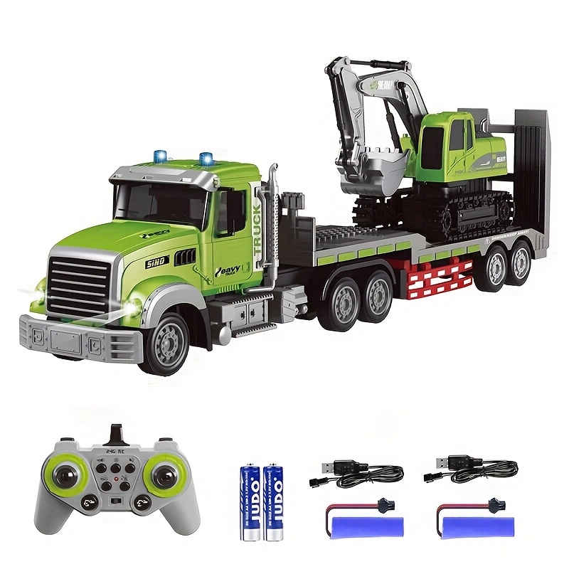 

Rc Semi Truck And Excavator Playset, 1:12 Remote Control Semi Truck With Sound And Lights, Rc Truck And Excavator Toys, Vehicle Toys For Boys 6-12 Years, Birthday Gift, Halloween, Christmas