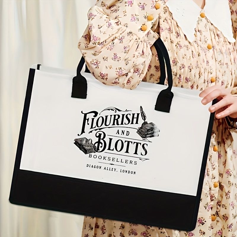 

1pc Flourish Pattern Tote Bag, Ladies Large Capacity Shopping Handbag, Colorblock Christmas Gift Bag