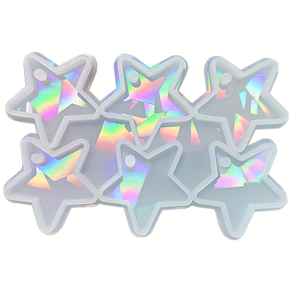 Holographic Star Earring Pendant Resin Mold Irregular Star Shape Holographic Laser Silicone Earring Pendant Mold