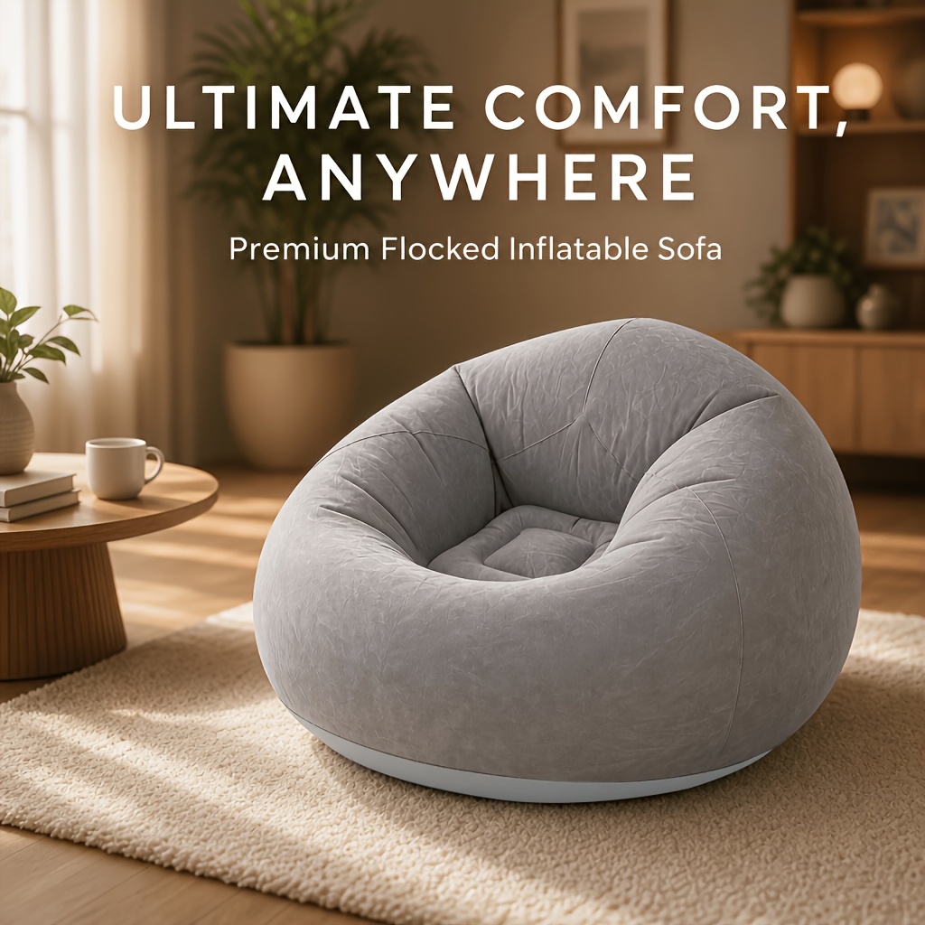 Nflatable Bean Bag Chair Portable Lazy Sofa for Indoor Outdoor Living Room Balcony