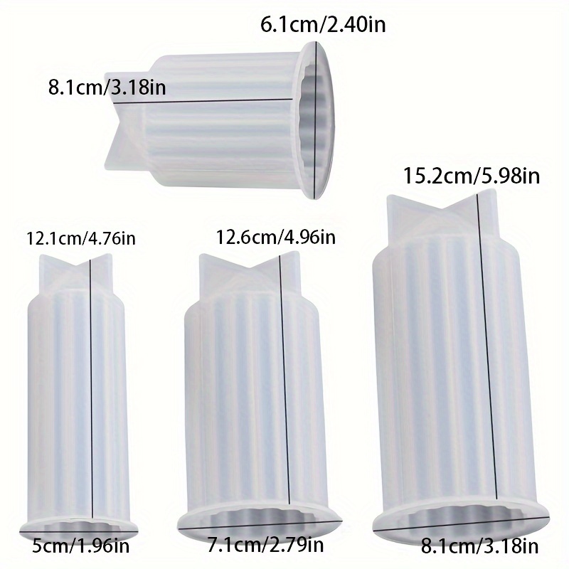 Image of Silicone Mould-4pcs/set Striped Cylindrical Silicone Candle Mold Set Candle Making Silicone Molds Geometric Molds 3d Shape Epoxy Resin Craft Moulds Shape Home Decoration