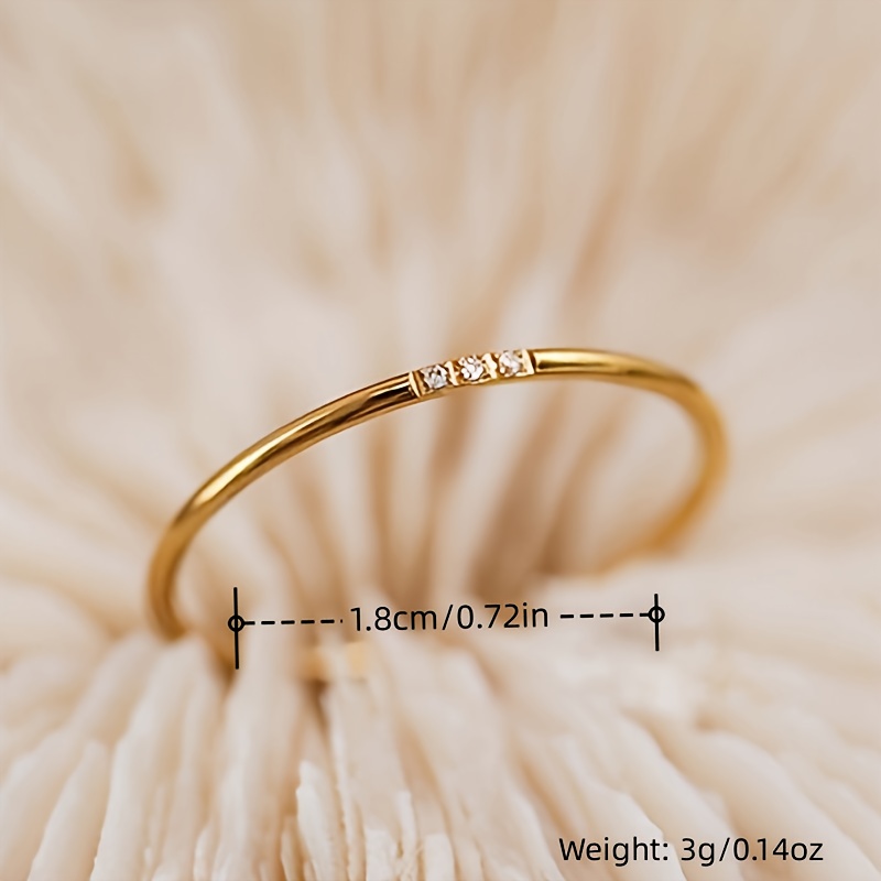 Golden Tone Stainless Steel Rhinestone Ring Stackable Style for Weddings