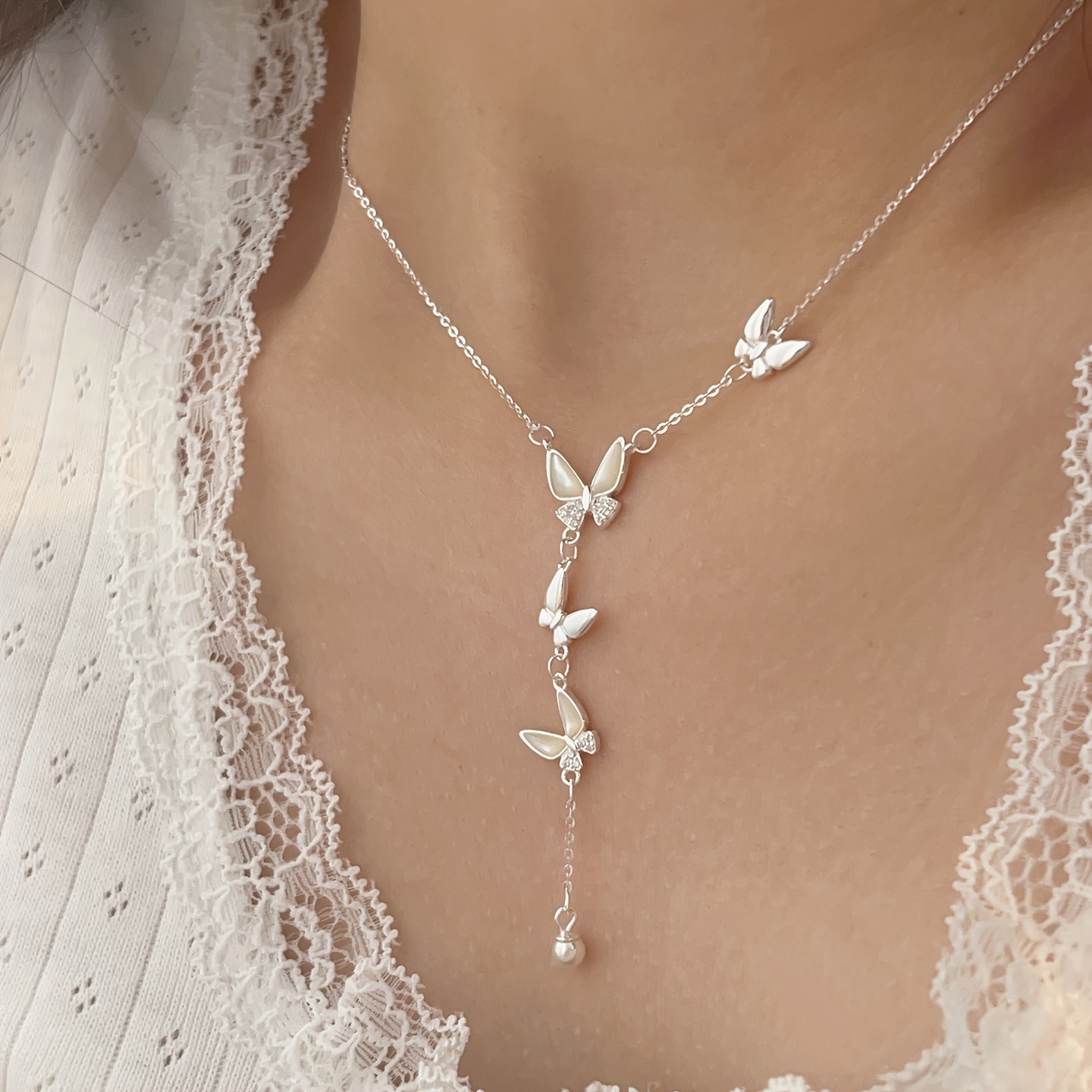 

Pendant Necklace In 925 Silvery Accents - Clavicle For Women,