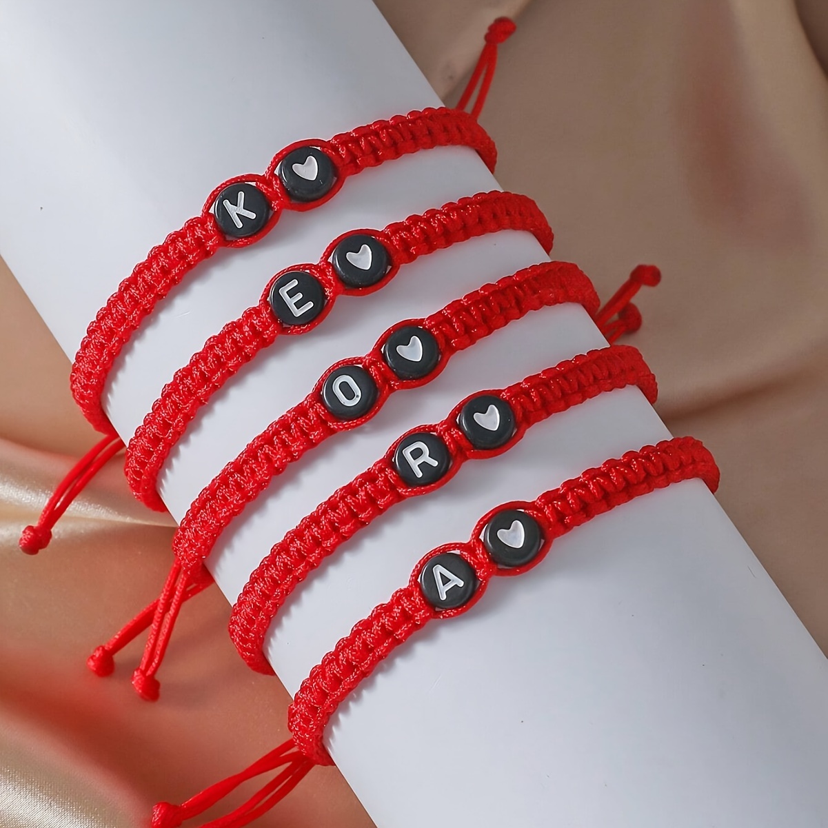 Adjustable Braided Couple Bracelet Heart Letter Charms Red Rope