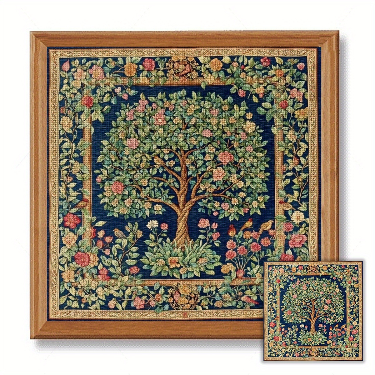 TEMU JOZYSH 1 шт. Безрамковий набір для вишивання хрестиком 40X40 см/15,7X15,7 дюймів, 11CT/14CT, з красивим деревом, підходить для дорослих