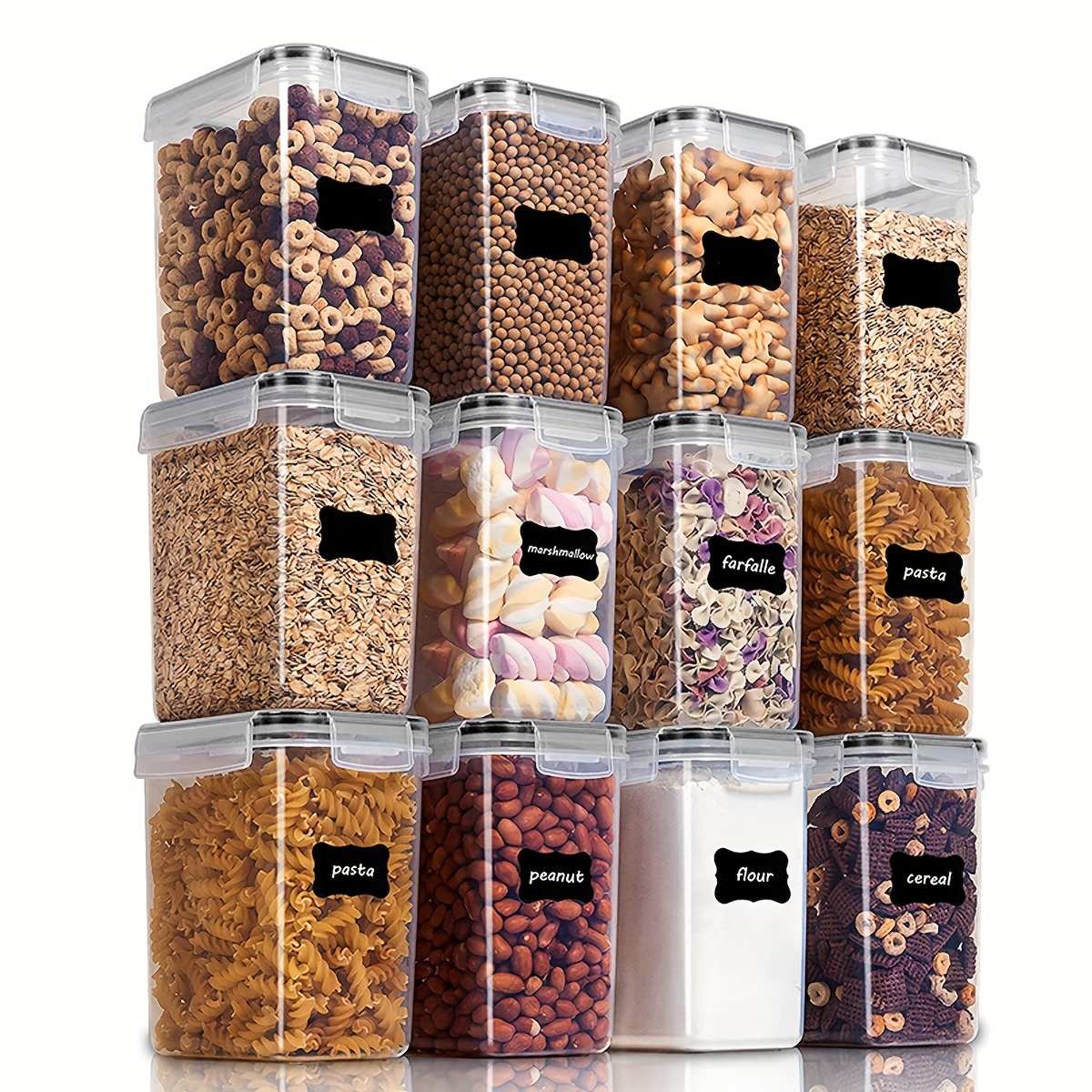 

28pcs Airtight Food Storage Containers Set With Lids, Bpa Free Plastic Dry Food Canisters For Kitchen Pantry Organization And Storage, Include Labels